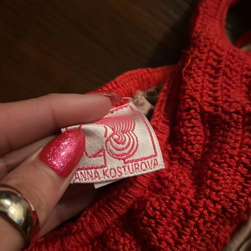 Red Crochet Medium Size Bathing Suit - Excellent Conditoon Red Bikini